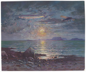 [untitled zeppelin and airplane by moonlight]